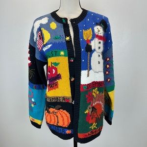 ⭐️Vintage Belle Pointe ramie cotton blend knitted cardigan 12 months holiday M